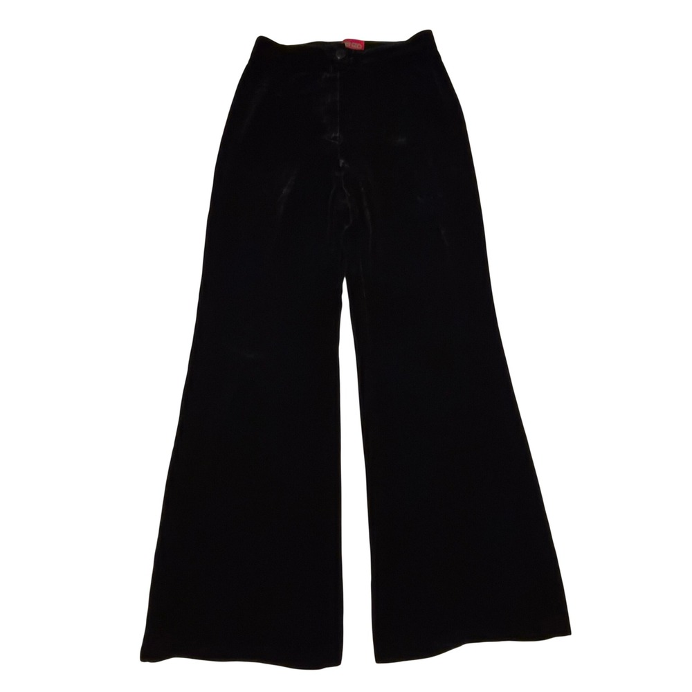 VTG 90s Kenzo Jungle Black Silk Blend Velvet Wide Leg Pants FR 38 Made in France